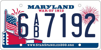 MD license plate 6AB7192