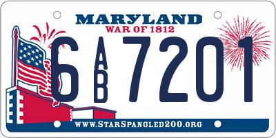 MD license plate 6AB7201