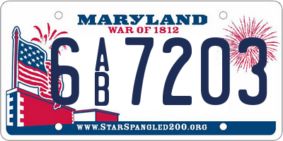 MD license plate 6AB7203