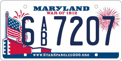 MD license plate 6AB7207