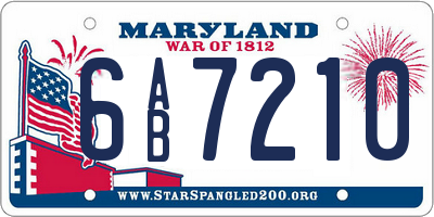 MD license plate 6AB7210