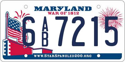 MD license plate 6AB7215