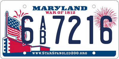 MD license plate 6AB7216