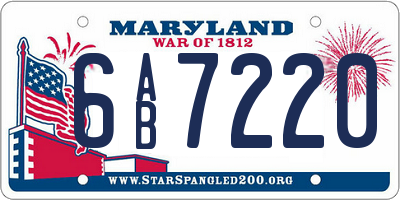MD license plate 6AB7220