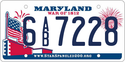 MD license plate 6AB7228