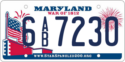 MD license plate 6AB7230