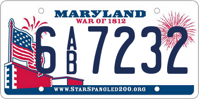 MD license plate 6AB7232