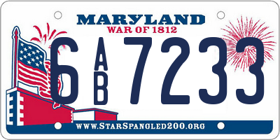 MD license plate 6AB7233