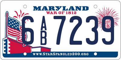 MD license plate 6AB7239