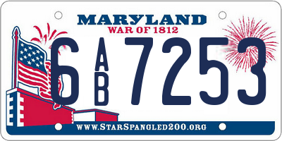 MD license plate 6AB7253