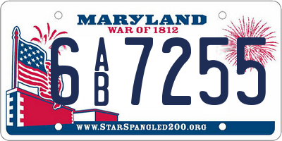 MD license plate 6AB7255