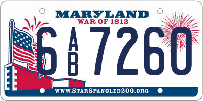 MD license plate 6AB7260