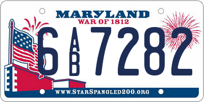 MD license plate 6AB7282