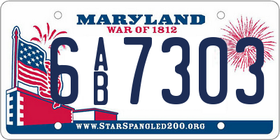 MD license plate 6AB7303
