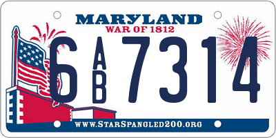 MD license plate 6AB7314