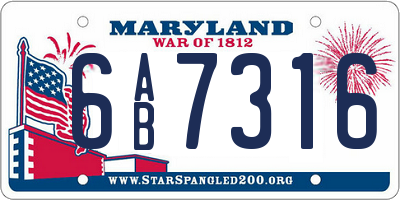 MD license plate 6AB7316