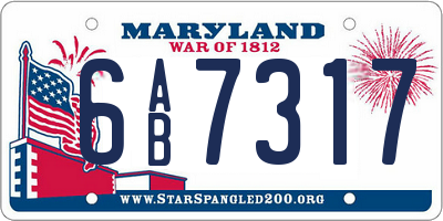 MD license plate 6AB7317