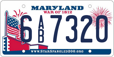 MD license plate 6AB7320