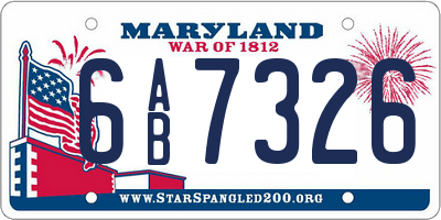 MD license plate 6AB7326