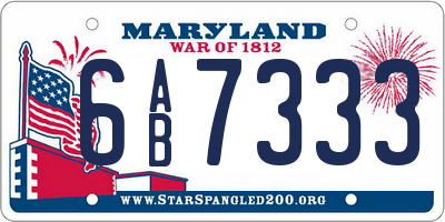 MD license plate 6AB7333