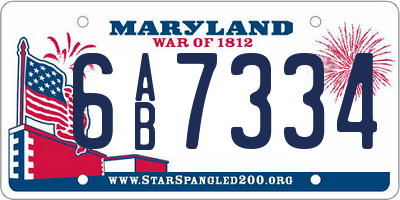 MD license plate 6AB7334