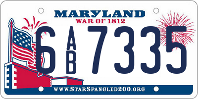 MD license plate 6AB7335