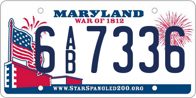 MD license plate 6AB7336