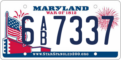MD license plate 6AB7337