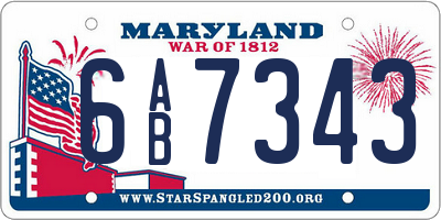MD license plate 6AB7343
