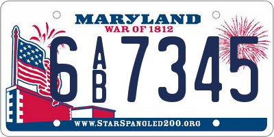 MD license plate 6AB7345