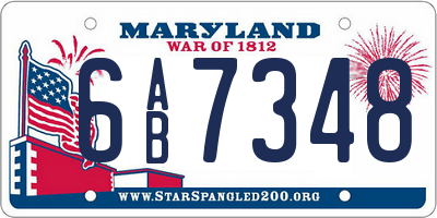 MD license plate 6AB7348