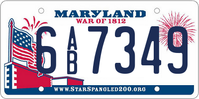 MD license plate 6AB7349