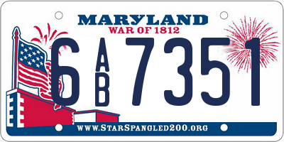 MD license plate 6AB7351