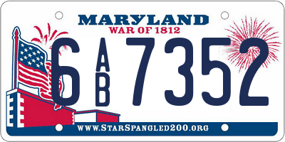 MD license plate 6AB7352