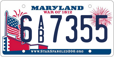 MD license plate 6AB7355