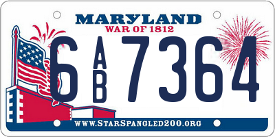 MD license plate 6AB7364