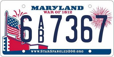 MD license plate 6AB7367