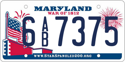 MD license plate 6AB7375