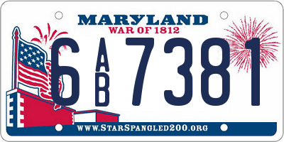 MD license plate 6AB7381