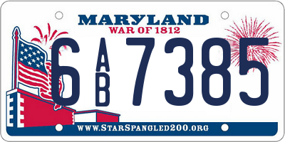 MD license plate 6AB7385