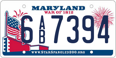 MD license plate 6AB7394