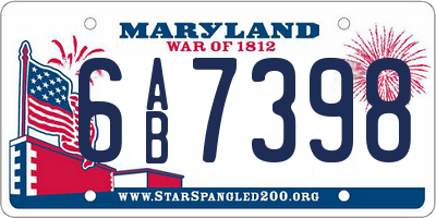 MD license plate 6AB7398