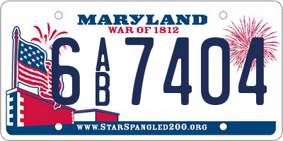 MD license plate 6AB7404