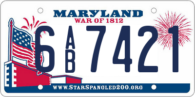 MD license plate 6AB7421