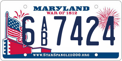 MD license plate 6AB7424