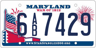 MD license plate 6AB7429