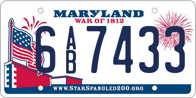 MD license plate 6AB7433