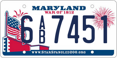 MD license plate 6AB7451