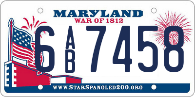 MD license plate 6AB7458