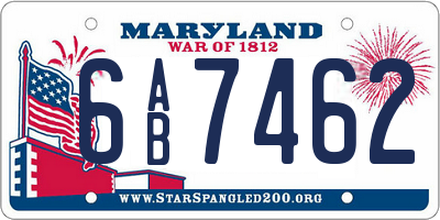 MD license plate 6AB7462